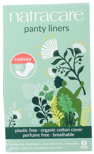 Natracare Natural Panty Liners Curved with Organic Cotton, 30 Liners x 5 (150 Liners)