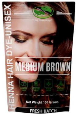 1 Pack Of Medium Brown Henna Hair & Beard Color/Dye 100 Grams - Natural Hair Color, Plant-based Hair Dye - The Henna Guys