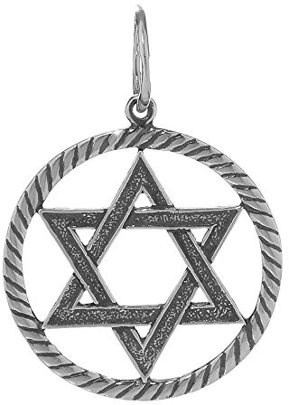NKlaus Ketten Anhänger 925er Sterlingsilber Silber Großer Davidstern Hexagramm im Kreis 6198