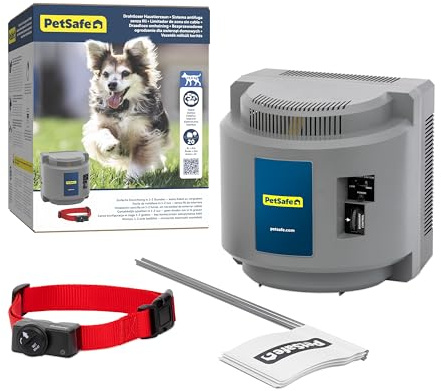PetSafe - trådlöst och bärbart anti-fuge-system med vattentätt anti-fuge-halsband med 5 nivåer av farlig stimulering - säkerhetsradie på 27,5 m, enkel användning - ett batteri