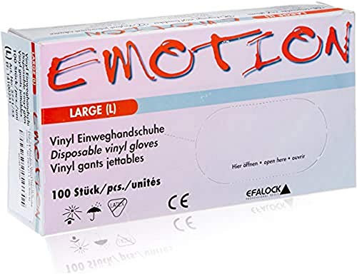 Efalock Professional Emotion Vinyl-Handschuhe Größe L, 1er Pack, (1x 100 Stück)