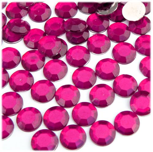 The Crafts Outlet 144pc Rhinestones Round 11mm - Flatback Fucshia