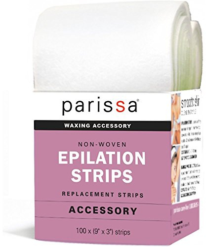 Parissa Epilation Strips | Non-Woven Waxing Strips, Soft & Durable for All-Over Hair Removal, 100% Biodegradable & Reusable with Wax, Professional-Quality for At-Home Waxing | 100 count