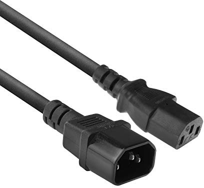 ACT Câble pour appareils froids 1,2m, C13 sur C14 Câble pour appareils froids Rallonge, IEC mâle sur Femelle 3 Pin - AK5120 Noir