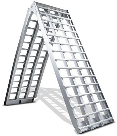 1x ConStands Alu V - Auffahrrampe Constands V, bis 680 kg, klappbar, Kompatibel mit Motorrad, Scooter, Quad, ATV Motorrad Alu Klappbar Auffahrschiene Verladerampe bis 680 kg