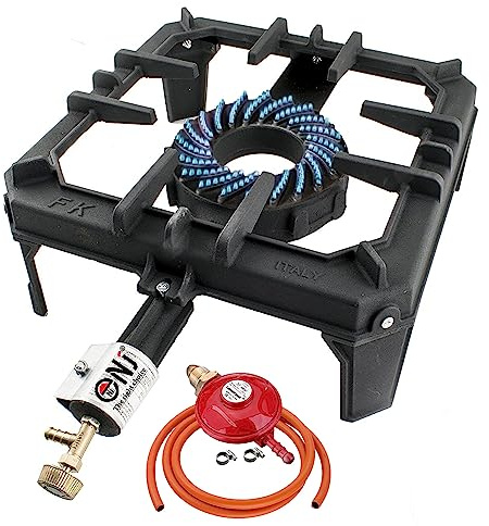 NJ GB-29 Large Gas Boiling Ring Cast Iron Burner Camping Stove Outdoor Catering LPG Cooker 8kW (Propane 37mbar Screw-on)