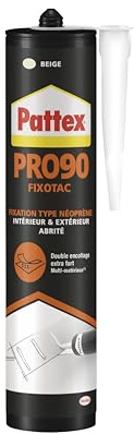 PATTEX Colle Fixation Fixotac, Colle de Fixation type néoprène - Tous matériaux, intérieur et extérieur, prise immédiate- Cartouche 390g