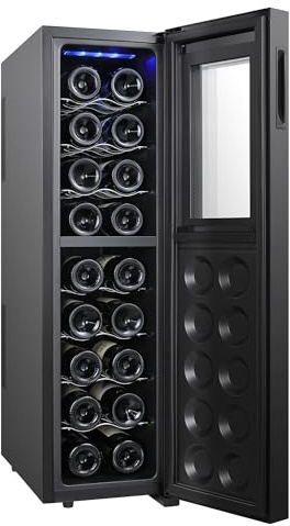 Koolatron Urban Series 18 Bottle Slim Dual Zone Wine Cooler, Thermoelectric Wine Fridge, Freestanding Wine Refrigerator for Home Bar, Kitchen, Apartment, Condo, Cottage