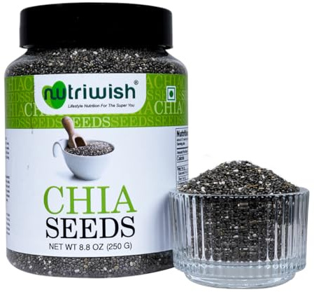 Nutriwish Premium Raw Chia Seeds 250gms Reusable Packaging With Scoop Powerful Superfood