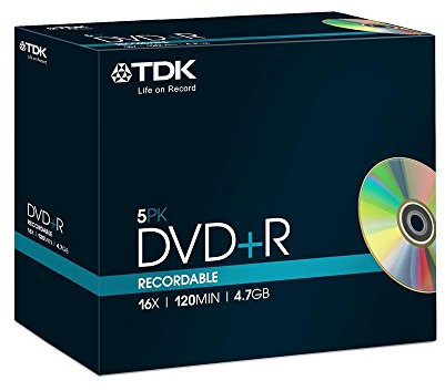 TDK DVD+R 16x 4.7GB Jewel Case (Pack of 5)