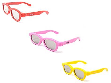 Ultra 1 Rouge 1 Orange 1 Jaune Lunettes 3D pour Enfants A Utiliser avec Tous Les Passives Téléviseurs Projecteurs Cinéma et Films RealD Polarisé