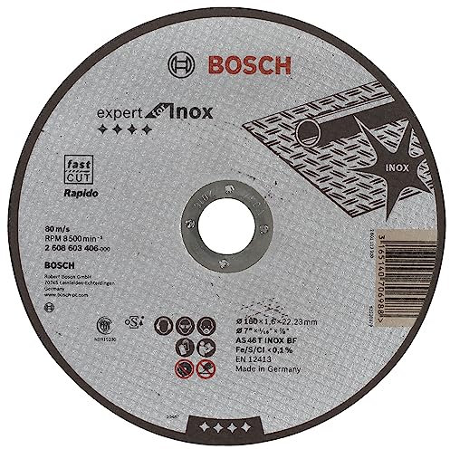 Bosch Accessories 2608603406 Disque à tronçonner à moyeu plat expert for inox rapido AS 46 T inox BF 180 mm 1,6 mm