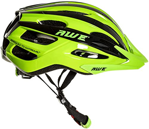 AWEAir™ Bike Helmet MTB Helmet Adult Mens Womens 55-58cm Bicycle Helmet Black/Green Medium Adjustable Lightweight In Mould *AWE 5 year Crash Replacement Policy, CE-EN 1078:2012:A1:2012 standard
