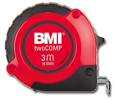 Rieffel BMI Taschenbandmaß Two Comp, 3 m x 16 mm, schwarz / rot