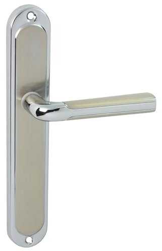 domino Türgriff Blind Drückergarnitur Langschildgarnitur Türklinke für Zimmertür, Bürotür, Kellertür & Innentür L-Form Türbeschläge aus Aluminium Silber Türdrückergarnitur RIO M6/M9