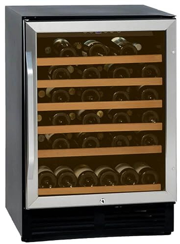 Avanti 50-Bottle Wine Cooler, Stainless Steel Wine Fridge with Wood-Front Shelves, Electronic Controls, LED Lighting & Lock, ADA Compliant, 50 Bottle, Stainless Steel