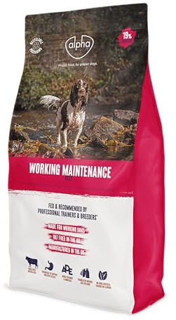 Alpha Adult Alpha Working Maintenance Dry Dog Food | Complete Nutrition for Older, Overweight or Less Active Dogs | British Beef, 15kg