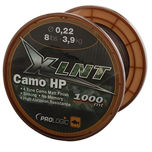 Prologic XLNT HP Camo 1000m - Karpfenschnur zum Karpfenangeln, Schnur zum Angeln auf Karpfen, Monofilschnur, Monoschnur, Durchmesser/Tragkraft:0.43mm / 30lbs / 13.1kg Tragkraft