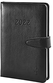 Chronoplan 50822 Kalenderbuch 2022, im praktischen Miniformat (ca. A6, 95x140mm), Kunstleder, Wochenkalender (1 Woche auf 2 Seiten, mit Magnetverschluss und Stifthalter), schwarz