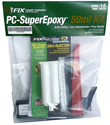 PC Products PC-Super Epoxy Adhesive Paste Kit, Two-Part with 50ml Cartridge and PPM-50 Dispensing Gun, Translucent 588