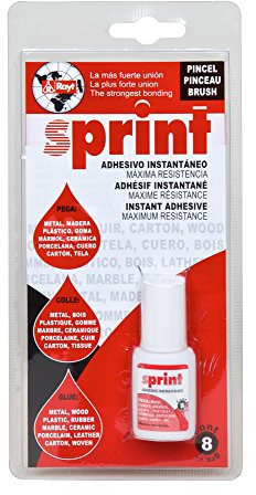 Rayt 627-80 SPRINT Adhesivo instantáneo de cianoacrilato con Pincel, uniones rápidas y súper resistentes en segundos. Plástico, caucho, goma, metales, porcelana. 8g.