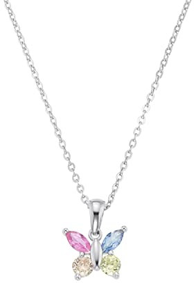 amor Kette mit Anhänger für Mädchen, Sterling Silber 925, Zirkonia Schmetterling