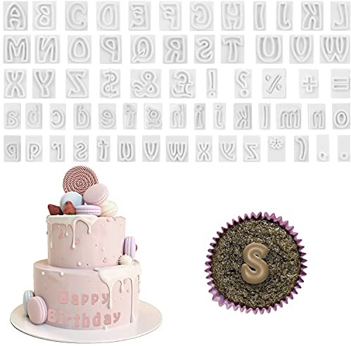 Kurtzy 64 Stampini Lettere per Pasta di Zucchero Stampi per Biscotti Piccoli - A-Z in Maiuscolo e Minuscolo, 12 Simboli - Stampi Dolci per Fondente, Decorazioni Dolci Cake Design e Prodotti da Forno