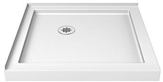DreamLine SlimLine 32 in. D x 32 in. W x 2 3/4 in. H Corner Drain Double Threshold Shower Base in White, DLT-1032320