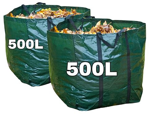 Sac de jardin 500L réutilisable étanche robuste – Lot de 2 sacs déchets jardin avec poignées Speedwellstar