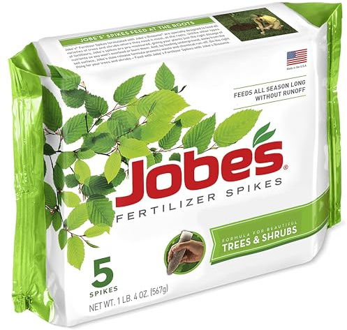 Jobe’s Slow Release Tree and Shrub Fertilizer Spikes, Easy Plant Care for Oak, Maple, Dogwood, Boxwood, and Many More Acid Loving Trees and Shrubs, 5 Count