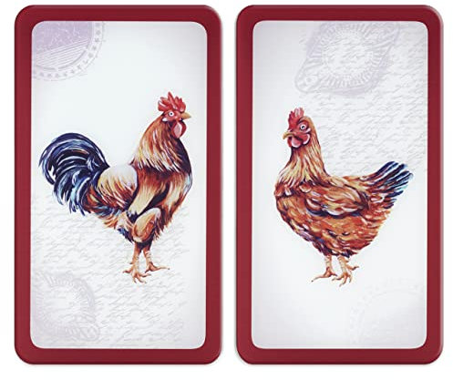 WENKO Protection plaque de cuisson Ferme en verre trempé| Pour toute plaque | Couvre plaque de cuisson, planche à découper, extension plan de travail | Lot de 2 | 52x30cm | Multicolore