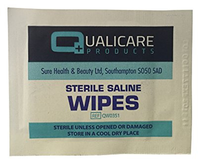 20 x QUALICARE FIRST AID STERILE SALINE ALCOHOL FREE SKIN SAFE WOUND CUT CLEANSING WIPES