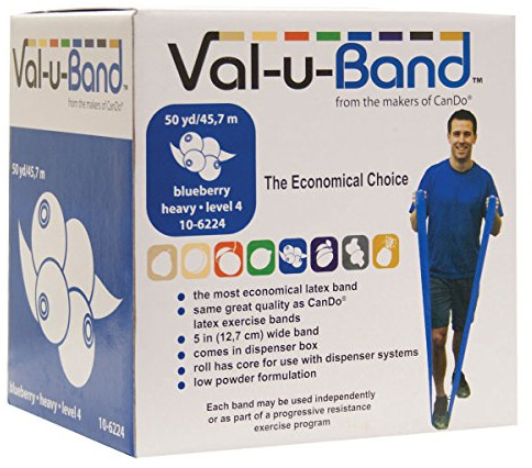 CanDo Val-u-Band Banda de Resistencia en Rollo 45,7 m – Arándano (Nivel 4 / Media-Fuerte) – Banda de Resistencia para Fisioterapia y Terapia Ocupacional