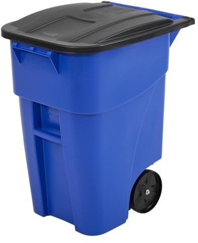 Rubbermaid Commercial Products BRUTE Rollout Trash/Garbage Can/Bin with Wheels, 50 GAL, Blue, for Restaurants/Hospitals/Offices/Back of House/Warehouses