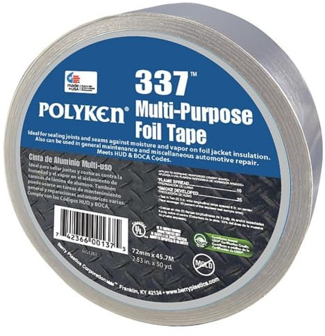 Polyken Aluminum Tape - 3 in Width x 50 yd Length - 3.7 mil Total Thickness - 337 3 X 50YD [PRICE is per ROLL]