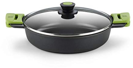 BRA PRIOR - Cacerola baja con tapa de cristal y asas de silicona, 28 cm + Salvamanteles de silicona multiusos BRA Safe 2 unidades
