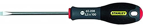 STANLEY 1-65-098 Tournevis Pozidriv 5,5X100Mm - Gamme FATMAX - Fabriqués En France - Lame En Acier - Sablage De L'Empreinte - Poignée Soft Grip - Liaison Quasi Incassable - Anticorrosion