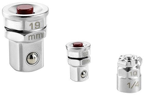 FACOM - Lot de 2 Adaptateurs pour Clé à Cliquet - 1 Adaptateur pour Clé 10mm avec Douille Carrée 1/4 et Embout 6 Pans et 1 Adaptateur pour Clé 19mm avec Douille Carrée 1/2 - 467.ADAPT10-19
