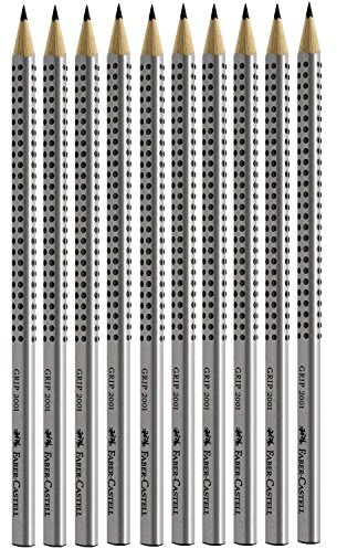 Faber-Castell 117697 – 10 blyertspennor GRIP 2001, hårdhetsgrad: HB, skaftfärg: silver