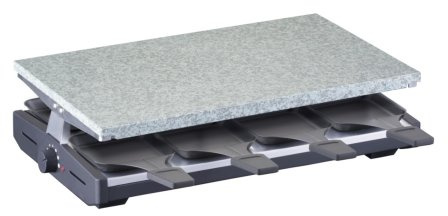 Raclette de piedra Steba con placa de grill de piedra natural de alta calidad para asar con poca grasa, con una superficie de grill de 37,0 x 23,0 cm. RC 48.