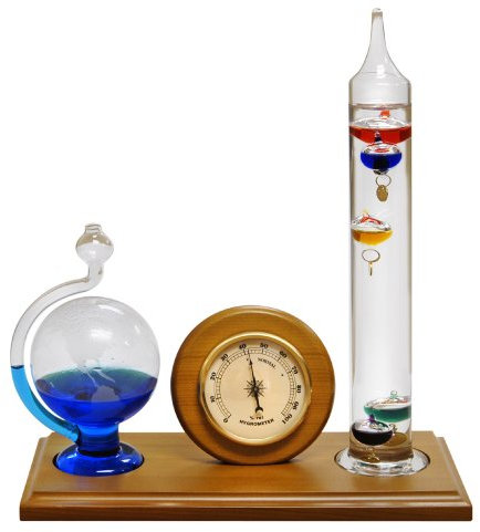 FENRIR Lily's Home Analog Weather Station, with Galileo Thermometer, Glass Barometer, and Analog Hygrometer, 5 Multi-Colored Sphe.