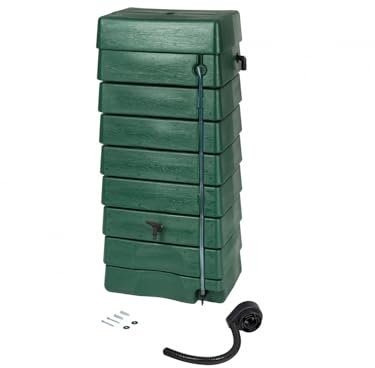 Outside Living Industries récupérateur d'eau tonneau Mural - hdpe, 320 l, Vert, INCL. Robinet - h135 x 40 x 30 cm