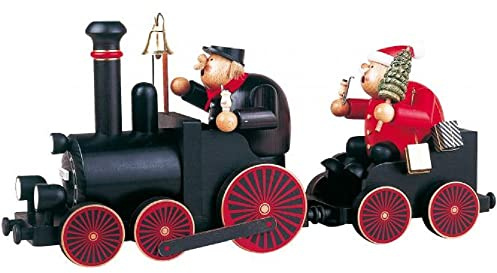 KWO Train Driver with Engine Smoking Man Figurine, Wood Multi-Colour, 30 x 30 x 22 cm