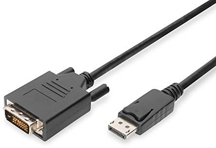 DIGITUS DisplayPort-adapterkabel – DP – DVI (24+1) – Full HD 1080p/60 Hz – Displayport 1.1a – 2m – med lås – lämplig för bildskärmar, grafikkort – polybag – svart