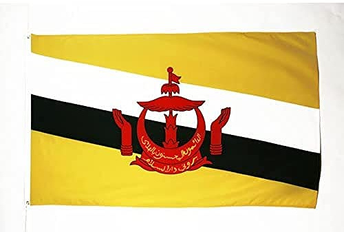 AZ FLAG - Bandera Brunéi - 90x60 cm - Bandera Bruneana 100% Poliéster Con Ojales de Metal integrados - 50g - Colores Vivos Y Resistente A La Decoloración