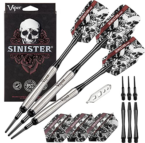 Viper Sinister 95% Tungsten Soft Tip Darts, Smooth Contoured Barrel, 18 Grams