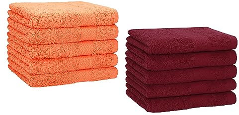 Betz 10 Stück Gästehandtücher Premium 100% Baumwolle Gästetuch-Set 30x50 cm Farbe orange und dunkelrot
