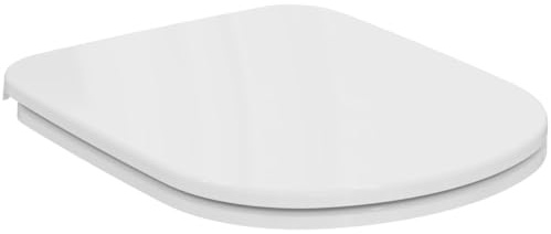Ideal Standard Gemma 2 Sedile WC, Forma a D, Sedile del water resistente, incluso set di cerniere per una facile installazione, in robusto duroplast – Bianco (365x445x40 mm)