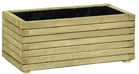 Gartenpirat Blumenkasten Pflanzkasten aus Holz rechteckig 80 x 40 x 33 cm mit Pflanzfolie