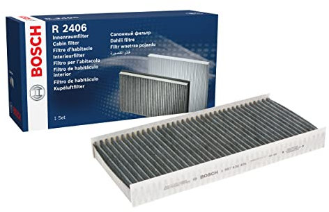Bosch Filtro Abitacolo ai Carboni Attivi R2406, Filtro di Ricambio - Contro cattivi odori, polline e polvere per un'aria più pulita all'interno del veicolo